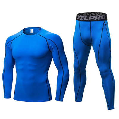 

New Compression Tracksuit Fitness Tight Sportswears Running Set T-shirt Leggings Men Gym Sport Suit