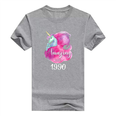 

28th Birthday Gift Unicorn Tshirt Amazing Since 1990 Tee