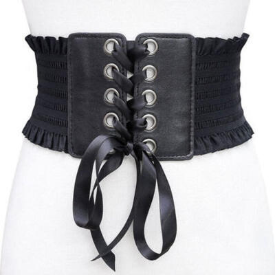 

Women Fashion Punk Rivet Buckle Stretch Waistband Corset Wide Elastic Waist Belt