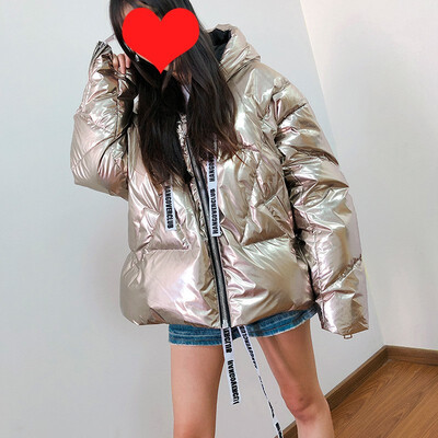 

new 2018 winter edition comes in a pair of matching puffer jackets with white duck down bread&a loose bright-faced hooded ca