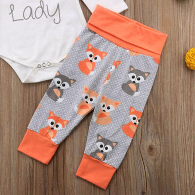 

UK Stock 4PCS Newborn Baby Girls Top Romper Long Pants Hat Outfits Clothes 0-18M