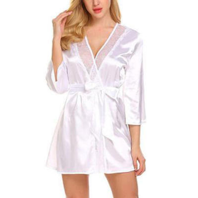 

Sexy Lingerie Women Silk Lace Robe Dress Babydoll Nightdress Nightgown Sleepwear