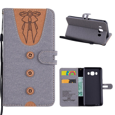 

MOONCASE Samsung Galaxy J5 2016 stitching embossed womens leather case - gray