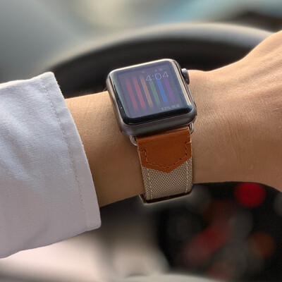

KeBitt genuine leather nylon band For apple watch series 4 3 iwatch woven weaving strap 38 40MM 42 44mm single tour bands