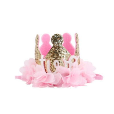 

Birthday Crown Flower Tiara Headband for Baby Girls Party Hair Bands Accessories