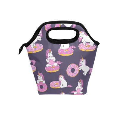 

Lunch Bag Tote Bag Unicorns And Donuts Travel Picnic Organizer Lunch Holder Handbags Lunch Bag Box for Office