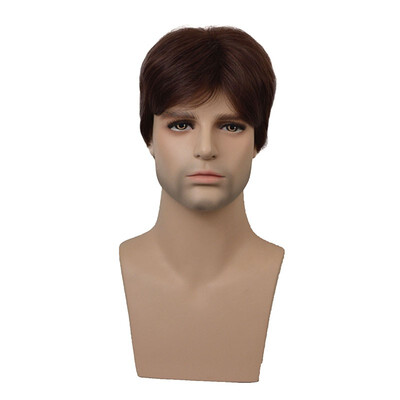 

StrongBeauty Short Brown Choppy Layers Synthetic Wig Wigs for Men Full Wigs