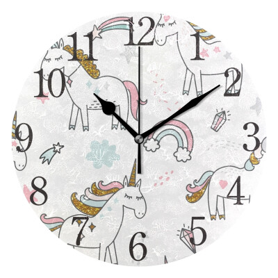 

Wall Clock Unicorn Magic Round Wall Clock Arabic Numerals Design