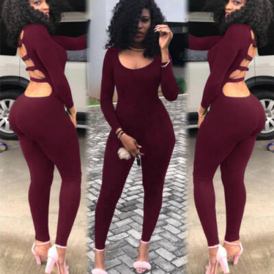 

Women Jumpsuit Long Sleeves Party Bodycon Rompers Bodysuit Long Pants Playsuit