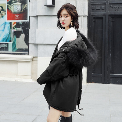 

The 2018 winter dress han edition big raccoon fur collar down jacket is thin loose&thick