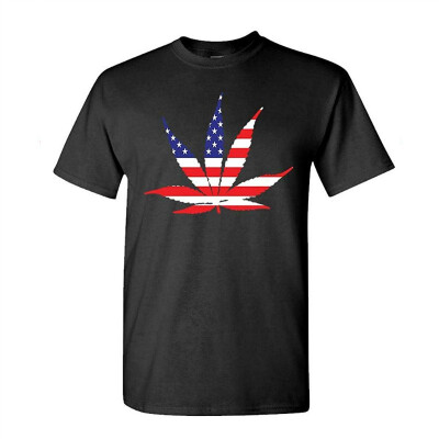 

American Flag Pot Leaf Marijuana Freedom - Mens Cotton T-Shirt