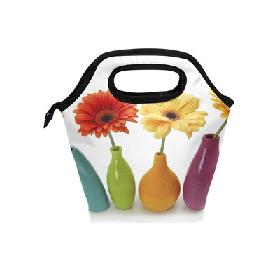 

Lunch Bag Colorful Daisy Tote Travel Picnic Insulated Handbags Portable Zipper Lunch Bag Box