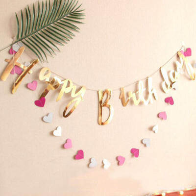 

Happy Birthday Banner Bunting Hang Garland Party Decor Banner Party Decorations