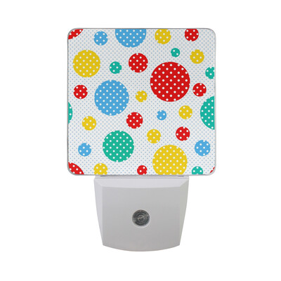 

ALAZA LED Night Light With Smart Dusk To Dawn SensorPink White Polka Dot Plug In Night Light
