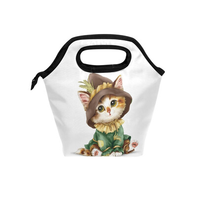 

Insulated Lunch Tote Bag Cup Cat Travel Picnic Lunch Handbags Portable Zipper Lunch Bag Box