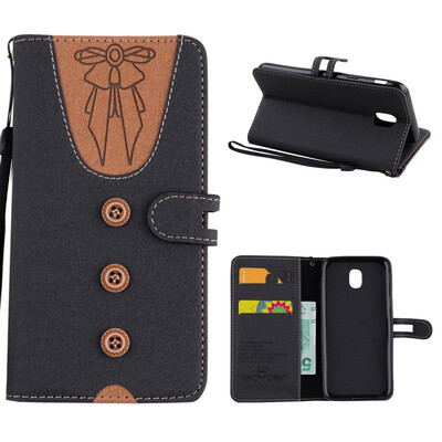 

MOONCASE Samsung Galaxy J5 2017 stitching embossed womens leather case - black