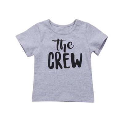 

Kids Baby Boy Girl Short Sleeve Tops T-Shirt Outfits Gray Clothes Summer Casual
