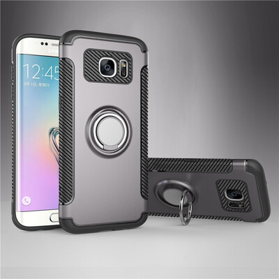 

Fecoprior Back Cover For Samsung Galaxy S7 Case Car Holder Stand Hard PC Silicon Ring Suction Bracket Celulars