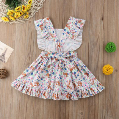 

Canis Xmas Cotton Kid Baby Girls Deer Backless Party Gown Dress Sundress Clothes