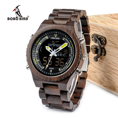 

BOBO BIRD wooden creative watch dual time display P02