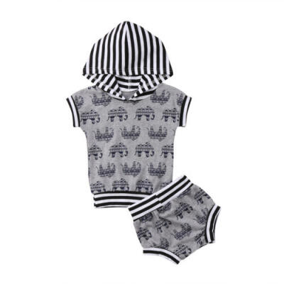 

Casual Newborn Kids Baby Boys Girls Hooded Tops T-Shirt Shorts Outfits Clothes