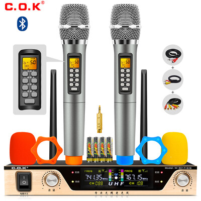 

COK W-901 upgrade version U segment Bluetooth wireless microphone wireless microphone one for two home ktv sound singing karaoke conference speech outdoor stage mobile phone TV karaoke