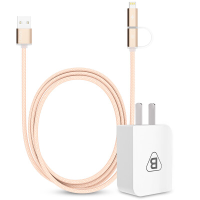 

BIAZE 5V / 2A Charger + Lightning / Micro 2-in-1 mobile phone data cable charging line K2 gold support Apple Andrews Samsung millet Huawei M2 + K2