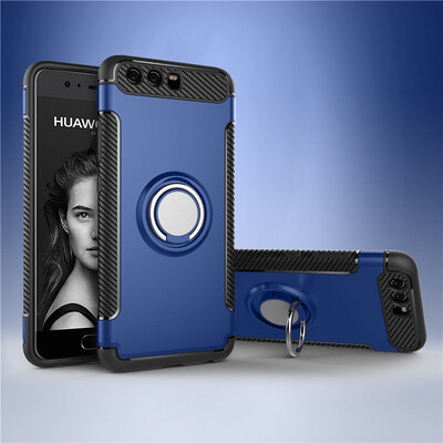 

Fecoprior Back Cover For Huawei P10 Plus Case Car Holder Stand Hard PC Silicon Ring Suction Bracket Celulars