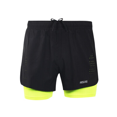 

Arsuxeo Mens 2-in-1 Running Shorts Quick Drying Breathable Active Training Exercise Jogging Cycling Shorts with Longer Liner