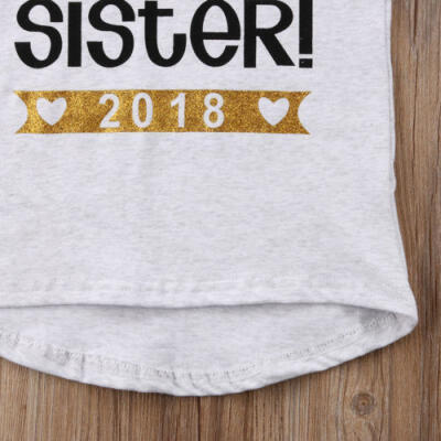 

Hot Casual Baby Girl Kid Outfits Clothes Summer T-shirt Top Big Sister Gift 2018