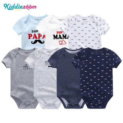 

7PCSLot Print Cartoon Baby Girls Clothes Bodysuits Clothing Sets Baby Boy Clothes Cotton Newborn Rompers Short Sleeve Babywear