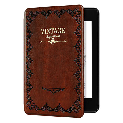 

Natusun only adapts to the new 2018 Kindle Paperwhite 4 electronic paper book reader vintage magic book case light sleepy shell dark brown
