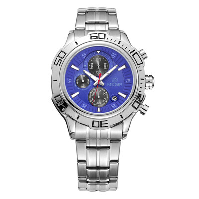 

MEGIR New Style Mens Chronograph Luminous Quartz Watches Fashion Mans Analog Round Shiny Dial Top Brand Luxury Wristwatch for Men