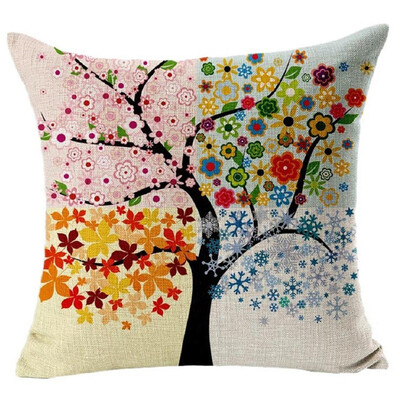 

UpperX Vintage Linen Cotton Flowers Trees Printing Pillowcase