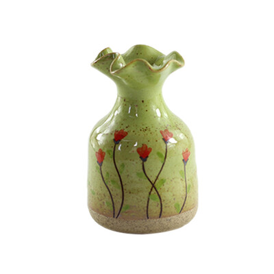 

UpperX Hand-Painted Begonia Retro Flowerpot Ceramic Small Vase Potted Simple Creative Stoneware Green Fleshy Creative Decor