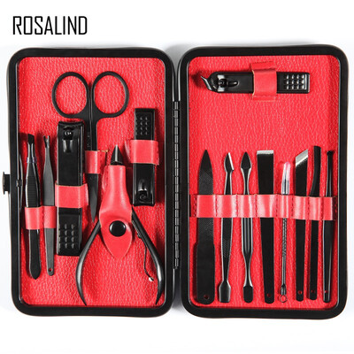 

ROSALIND 15Pcslot Clipper Cutter Trimmer Scissor Tweezer Knife Ear Pick Grooming Kit