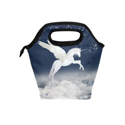 

Lunch Bag Tote Bag White Unicorn Travel Picnic Organizer Lunch Holder Handbags Lunch Bag Box for Office