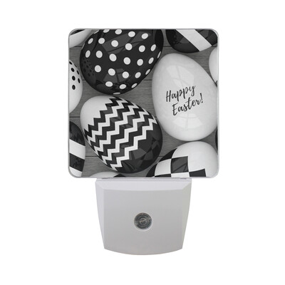 

ALAZA LED Night Light With Smart Dusk To Dawn SensorEaster Eggs Hand Drawn Decorative Elements Plug In Night Light