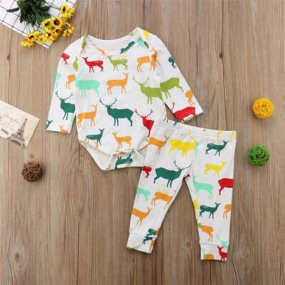

Casual Newborn Baby Boy Girl Clothes Elk Romper Jumpsuit Pants Outfits 0-18M