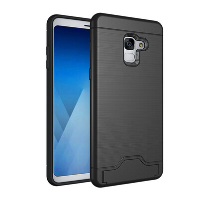 

Fivice Samsung A7 2018 Case TPU all-inclusive anti-drop brushed card with bracket mobile phone case