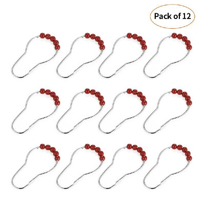 

Shower Curtain Rings Stainless Steel Hooks with Easy Glide Roller Balls Durable&Polished Set of 12 Deep Purple