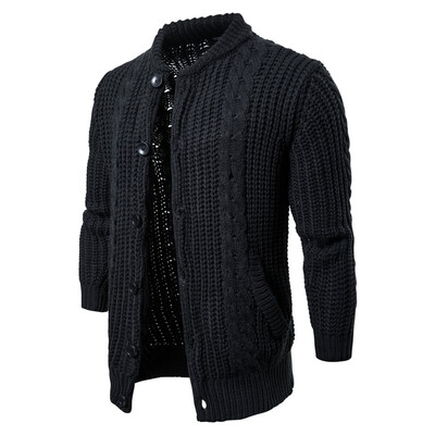 

AOWOFS mens solid color knit cardigan sweater coat spot foreign trade YM020