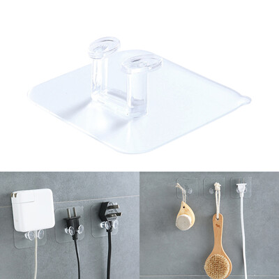 

Transparent Home Office Wall Storage Hook Powerful Power Plug Adhesive Hook Plastic Power Plug Socket Holder Hanger