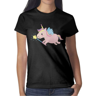 

Womens Big Unicorn Head Cotton T-Shirt Short-Sleeve Interesting tee