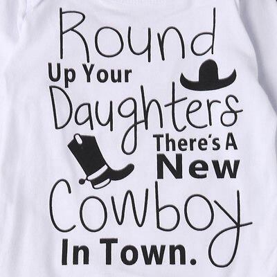 

Cowboy Newborn Baby Girl Boy Clothes Bodysuit Romper Jumpsuit Playsuit Outfits