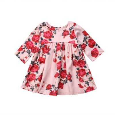 

Cute Toddler Kids Baby Girl Princess Floral Party Long Sleeve Tutu Dress Clothes