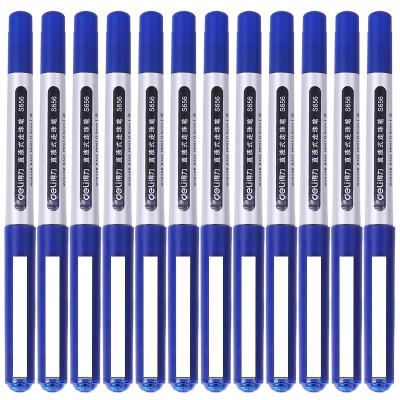 

Deli 05mm blue straight-type beads signature pen student test pen 12 box S656