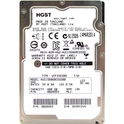 

(HGST) 600 ГБ 15000 оборотов 128 МБ SAS12Gb / s 2,5-дюймовый жесткий диск корпоративного класса (HUC156060CSS200)