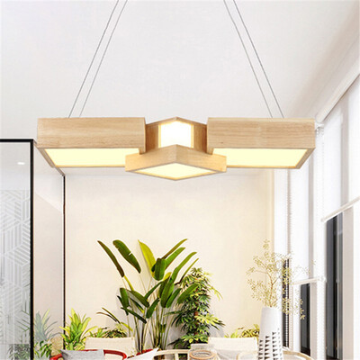 

Baycheer HL487597 Modern Warm Lighting Suqare 36W Acrylic Lampshade 3 Light Wooden Chandelier