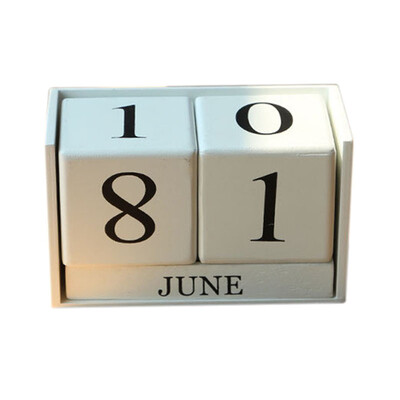 

UpperX Vintage Wooden Perpetual Desk Calendar Block Planner Permanent Desktop Organizer DIY Agenda